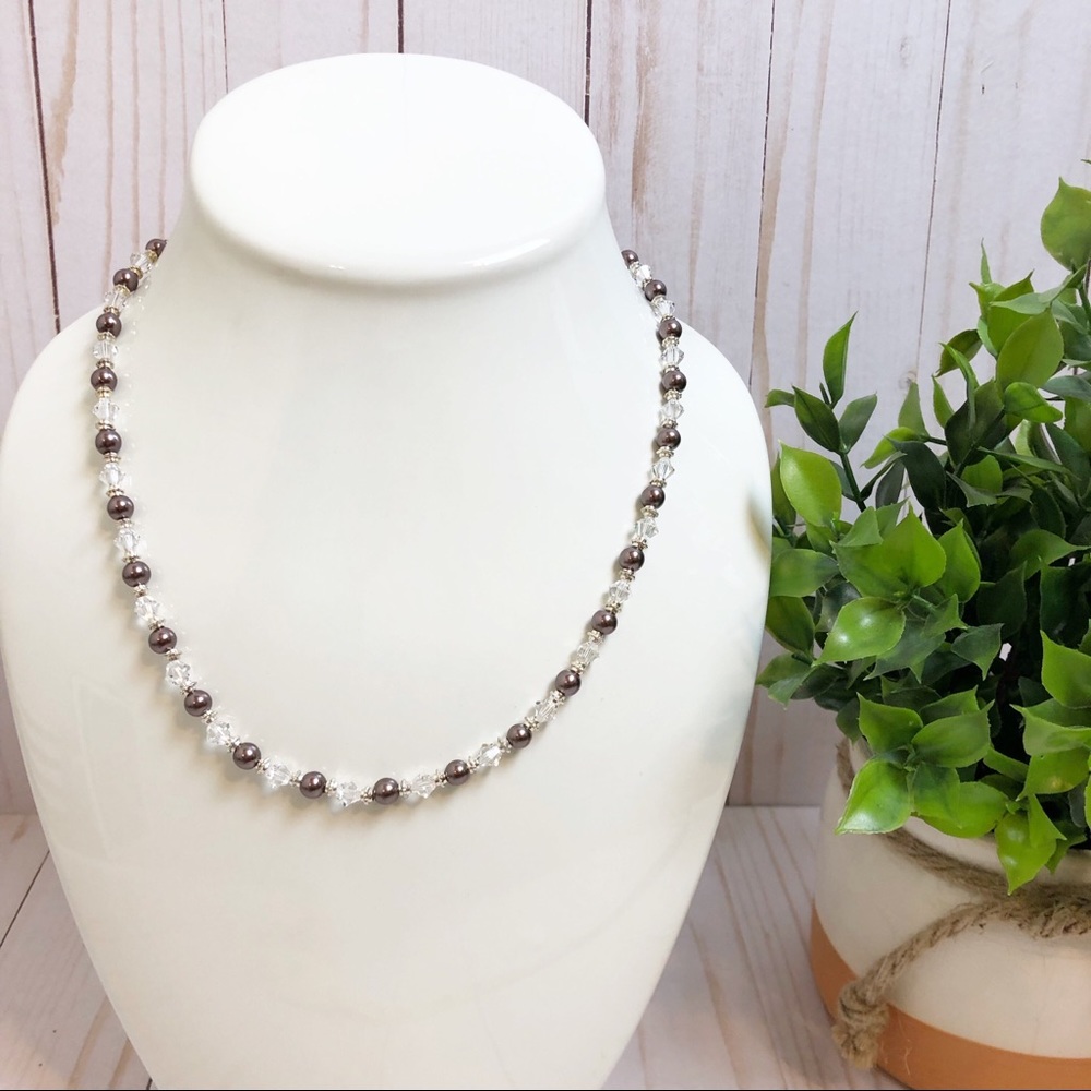 Swarovski Crystal & Metallic Pearl Beaded Necklace - Picture 1 of 3